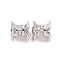Brass Micro Pave Cubic Zirconia Spacer Beads, Cadmium Free & Nickel Free & Lead Free, Flower, Platinum, 6x6mm, Hole: 1.8mm