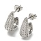 Rack Plating Rack Plating Brass Micro Pave Clear Cubic Zirconia Stud Earrings for Women, Cadmium Free & Lead Free, Hook, Platinum, 15x6.5mm