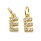 Brass Micro Pave Cubic Zirconia Pendants, Cadmium Free & Nickel Free & Lead Free, with Jump Ring, Letter E, 9x4.5x1.5mm, Hole: 3.6mm