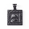 304 Stainless Steel Pendants, Hip-Hop Pendants, Rectangle with Tree, Electrophoresis Black, 29x25x3mm, Hole: 5x8mm