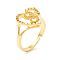 Real 18K Gold Plated Brass Alphabet Adjustable Rings, Heart with Initial Promise Ring for Women, Cadmium Free & Lead Free, Letter.S, US Size 5 1/4(15.9mm)