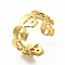 Ion Plating(IP) 304 Stainless Steel Skull Open Cuff Ring for Women, Real 18K Gold Plated, US Size 6(16.5mm)