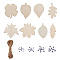 Unfinished Wood Cutouts Ornaments, for Hanging Decoration, Crafts DIY Party Supplies, with Jute Twine and Black & White Wiggle Googly Eyes Cabochons, Mixed Color, 79.5x59.5x2.5mm, Hole: 4mm