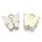Alloy Pendants, with Resin and Glitter Powder, Cadmium Free & Lead Free, Butterfly, Golden, Floral White, 13x13~15x3.5mm, Hole: 2mm