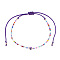 Vintage Bohemian Adjustable Glass Seed Beaded Evil Eye Braided Anklets for Unisex, Purple