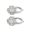 Brass Micro Pave Clear Cubic Zirconia Fold Over Clasps, Cadmium Free & Nickel Free & Lead Free, Clover, Platinum, 26x13mm, Hole: 1.2mm