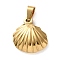 201 Stainless Steel Pendants, Shell Shape Charms, PVD Vacuum Plating, Golden, 19.5x18.5x4.5mm, Hole: 5.5x3.5mm
