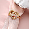 Heart with Flower Hollow Out Brass Finger Rings, Golden & Rose Gold, Letter U, Inner Diameter: 17mm