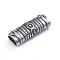 Retro 304 Stainless Steel Slide Charms/Slider Beads, for Leather Cord Bracelets Making, Rectangle with Leaf Pattern, Antique Silver, 11.5x30.5x8mm, Hole: 4x8mm