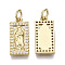 Brass Micro Pave Clear Cubic Zirconia Pendants, Lady of Guadalupe Charms, with Jump Ring, Nickel Free, Rectangle with Virgin Mary, Real 18K Gold Plated, 17x8x2mm, Jump Ring: 5x0.8mm, Inner Diameter:3.4mm