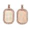 Alloy Rhinestone Pendant Cabochon Settings, Rectangle, Rose Gold, Tray: 37x23mm, 52.5x33.5x3.5mm, Hole: 6.5mm