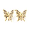 Brass Micro Pave Cubic Zirconia Multi-Strand Links, Butterfly, Real 18K Gold Plated, 15x14.5x7mm, Hole: 1.4mm