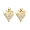 Brass Pave Clear Cubic Zirconia Pendants, Cadmium Free & Lead Free, Golden, Heart, 20x17x3mm, Hole: 5mm