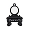 Glass Mirror Pendants, Dresser, with Alloy Findings, Black, 49.5x32.5x3mm, Hole: 3.5mm