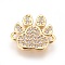 Brass Micro Pave Cubic Zirconia Links, Footprint, Clear, Real 18K Gold Plated, 11.5x13x1.5mm, Hole: 1.2mm