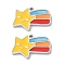 304 Stainless Steel Charms, with Enamel, Star with Rainbow Charm, Stainless Steel Color, 9.5x15.5x1.5mm, Hole: 1mm