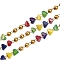 304 Stainless Steel Handmade Beaded Chains, with Glass Beads, Ion Plating(IP), Unwelded, Real 18K Gold Plated, Round with Nuggets, Colorful, 3x2.5x2mm