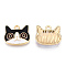 Light Gold Plated Alloy Kitten Pendants, with Enamel, Cat Head Shape, Black, 13.5x16x3mm, Hole: 2mm