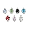 Brass Glass Pendants, Star Charms, with Brass Findings, Platinum, 9.5x6x5.5mm, Hole: 0.9~1.2mm