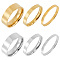 2 Sets 2 Colors 304 Stainless Steel Plain Band Rings Set for Women, Golden & Stainless Steel Color, Inner Diameter: 17.3~17.4mm, 3pcs/set, 1 set/color