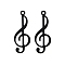 Spray Painted 430 Stainless Steel Etched Metal Embellishments Pendants, Musical Note Charm, Black, 25x9.5x0.4mm, Hole: 1.2mm