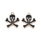 Halloween Theme Alloy Enamel Pendants, Cadmium Free & Lead Free, Light Gold, Skull Charm, Black, 21x17.5x1.5mm, Hole: 1.8mm