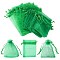 30Pcs 4 Styles Rectangle Organza Bags Jewellery Storage Pouches Wedding Favour Party Mesh Drawstring Gift, Green, 9~18x7~13cm