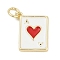 Brass Enamel Charms, with Jump Ring, Cadmium Free & Lead Free, Long-Lasting Plated, Rack Plating, Playing Card Charms, Real 18K Gold Plated, Heart, 15x12.5x2mm, Hole: 3mm
