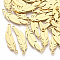 201 Stainless Steel Links connectors, Laser Cut Links, Feather, Golden, 28.5x7.5x1mm, Hole: 1.8mm