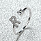 Brass Micro Pave Cubic Zirconia Cuff Rings for Women, Open Rings, Platinum, Letter R, Inner Diameter: 16~19mm