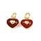 Brass Enamel Charms, with Jump Ring, Heart Charm, Real 18K Gold Plated, 9.5x9.5x6mm, Hole: 3.5mm
