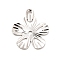 Rack Plating Brass Pendants, Long-Lasting Plated, Flower Charm, Platinum, 16x14x1mm, Hole: 1.2mm