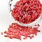 Glass Bugle Beads, Transparent Colours Rainbow, Red, 3~5x1.8~2mm, Hole: 0.8mm, about 12000pcs/450g