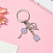 Alloy Enamel & Rhinestone Keychain, with Iron Findings, Medium Purple, 8cm