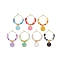 7Pcs Alloy Enamel Flat Round with Smiling Face Charms Wine Glass Charms, with Glass Beads, Mixed Color, 45mm