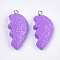 Handmade Polymer Clay Pendants, with Iron Findings and Glitter Powder, Platinum, Medium Purple, 31~32x15~16x6mm, Hole: 1.8mm