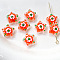 Handmade Lampwork Beads, Famille Rose Porcelain, Star, Orange Red, 13x6mm, Hole: 1.2mm