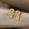 Flip Flop Alloy Crystal Rhinestone Stud Earrings, Golden, 16x6mm