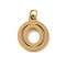 304 Stainless Steel Charms
with Jump Ring, Golden, Ring with Letter Charm, Letter O, 14.5x12x1.5mm, Hole: 3mm