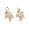 Brass Micro Pave Cubic Zirconia Pendants, Pegasus Charms, with Jump Ring, Real 14K Gold Plated, 19x15x2mm, Hole: 4.5mm