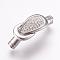304 Stainless Steel Magnetic Clasps with Glue-in Ends, Smooth Surface, with Polymer Clay Rhinestone, Stainless Steel Color, 42.5x15x8mm, Hole: 5mm
