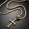 Brass Cubic Zirconia Cup Pendant Necklaces for Women, Cross with Star of David & Eye, Real 18K Gold Plated, 16.22 inch(41.2cm)