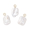 Natural Cultured Freshwater Pearl Pendants, Rectangle Charms, Light Gold, 23~24.5x15~16x6~7mm, Hole: 4mm