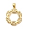 Rack Plating Brass Micro Pave Cubic Zirconia Pendants, Long-Lasting Plated, Lead Free & Cadmium Free, Round Ring Charms, Real 18K Gold Plated, 24.5x21x2.5mm, Hole: 5x3mm