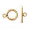 Ion Plating(IP) 304 Stainless Steel Textured Toggle Clasps, Ring, Golden, Ring: 18.5x14x2mm, Hole: 3mm, Bar: 20x7x2, Hole: 3mm
