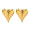Ion Plating(IP) 304 Stainless Steel Ear Studs, Heart, Real 18K Gold Plated, 20x17mm