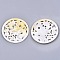 Natural Yellow Shell Cabochons, Flat Round with Dragon, 34~35x2mm