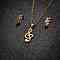 Stainless Steel Musical Note Stud Earrings & Pendant Necklaces Sets for Women, Golden, 65x50mm