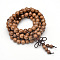 5-Loop Wrap Style Buddhist Jewelry, Wood Mala Bead Bracelets/Necklaces, Round, Camel, 34-5/8 inch(88cm)