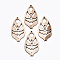 Unfinished Hollow Wood Big Pendants, Undyed, Laser Cut Wood Shapes, Teardrop, Antique White, 58.5x31.5x2.5mm, Hole: 2mm